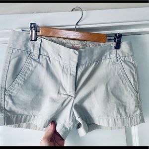 Light khaki J. Crew shorts, size 0, 3” inseam